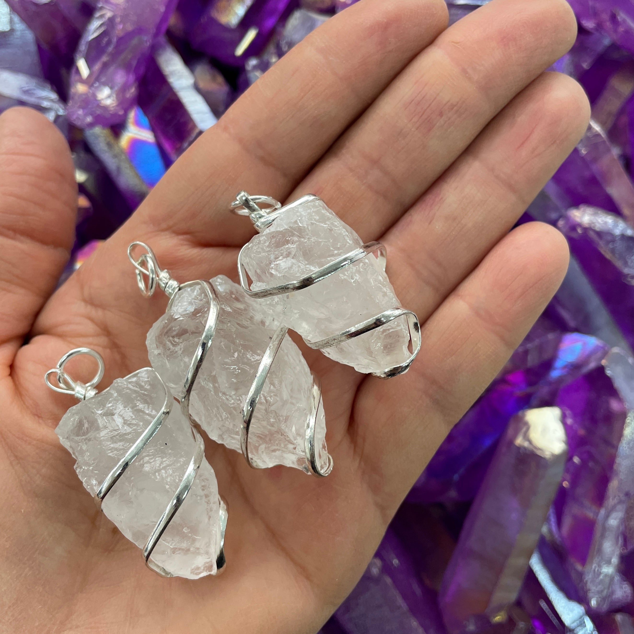 Wire Wrapped Rough Pendant - Clear Quartz Wire Wrapped Rough Pendant - Clear Quartz